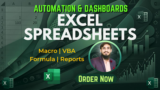 design custom excel spreadsheet, automation, and dashboard