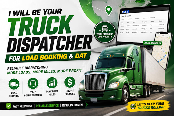 be your truck dispatcher for load booking and dat