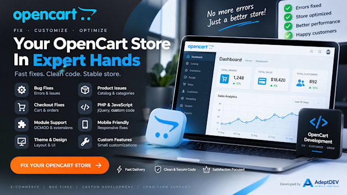 fix opencart bugs errors and customize your ecommerce store