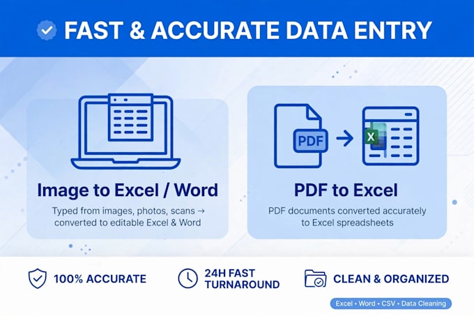 do data entry pdf to excel and handwriting notes typing