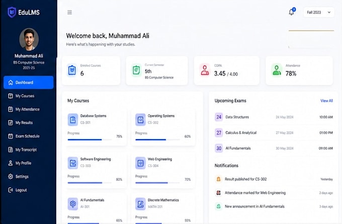 develop a complete lms learning management system for your institute