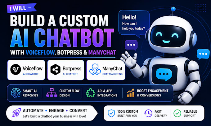build a custom ai chatbot using voiceflow, botpress or manychat
