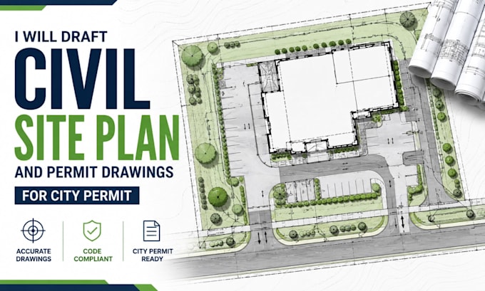 draft civil site plan and permit drawings for city permit