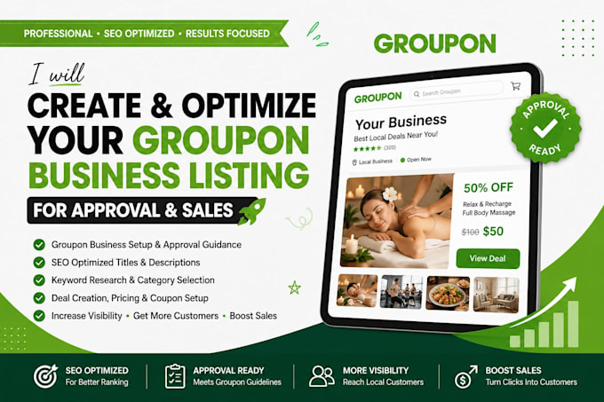 create and optimize your groupon business listing for approval and sales
