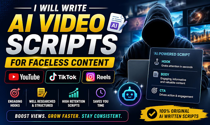 write ai video scripts for faceless youtube tiktok and reels content