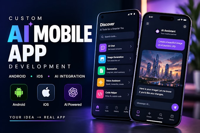 develop an ai mobile app for android and ios