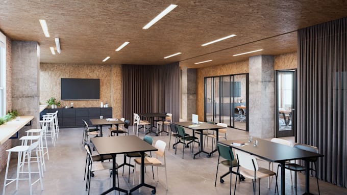 design a 3d office, commercial interior