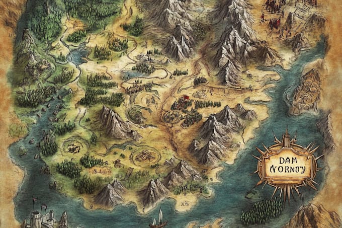 design an original treasure map and fantasy pirate map