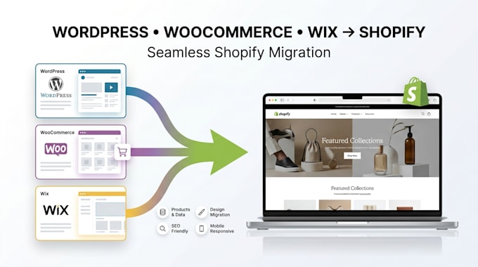 migrate to shopify, wordpress, woocommerce and wix to shopify migration