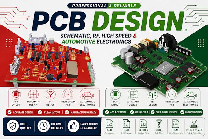 design pcb layout, schematic, rf, high speed and automotive electronics