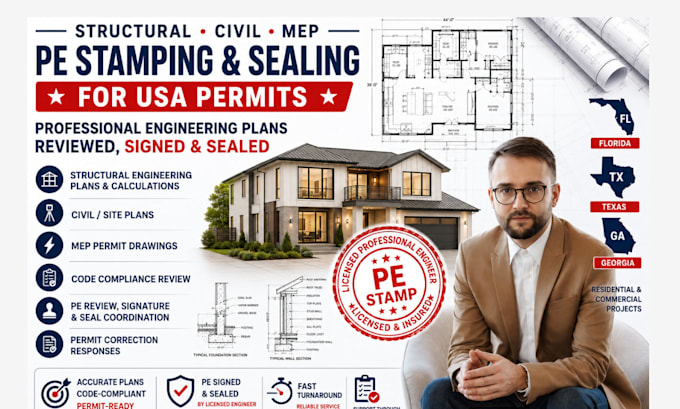 provide USA stamp, structural engineering and permit drawings