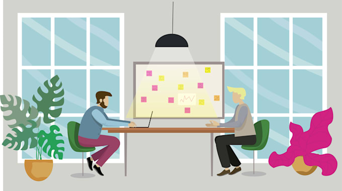 create a flat vector illustration with people