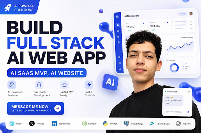 build full stack ai web app , ai saas mvp , ai website
