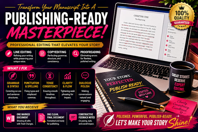 professionaly edit, copyedit, and proofread your book manuscript