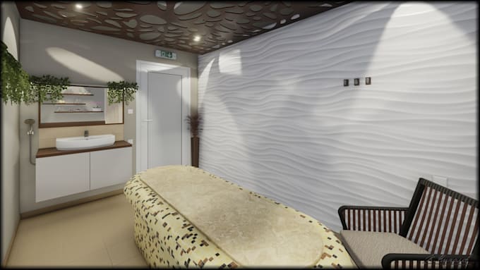 create 3d spa beauty salon interior design with photorealistic rendering