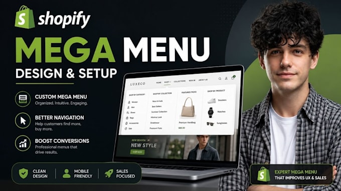 shopify mega menu design and setup for online stores
