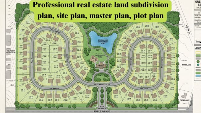 design real estate land subdivision plan, site plan, master plan, plot plan