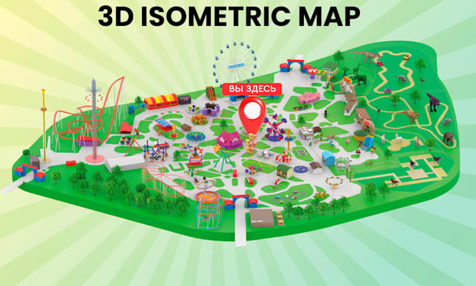 design custom 3d isometric map, vector map and map illustration