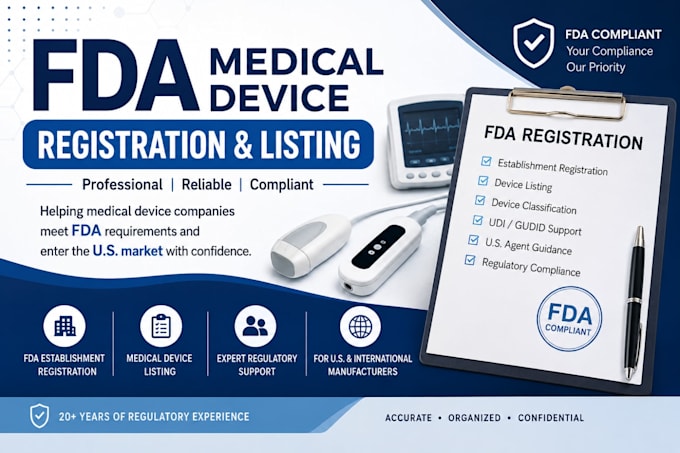 provide fda medical device registration and device listing support