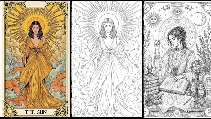 create custom tarot and oracle card illustrations
