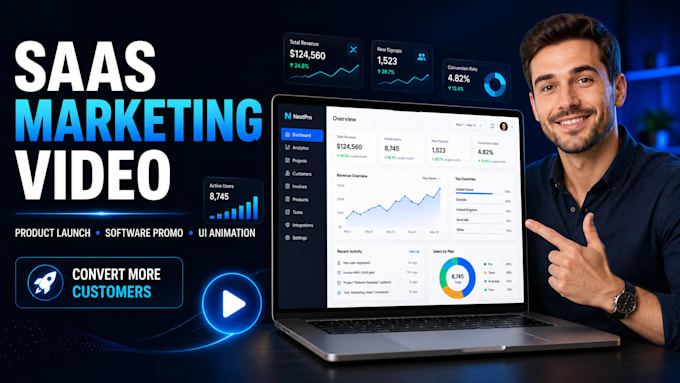 create a saas marketing video, product launch video and software promo
