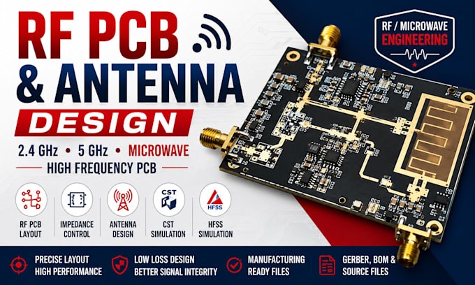 design rf pcb, antenna, microwave circuit, and high frequency pcb layout