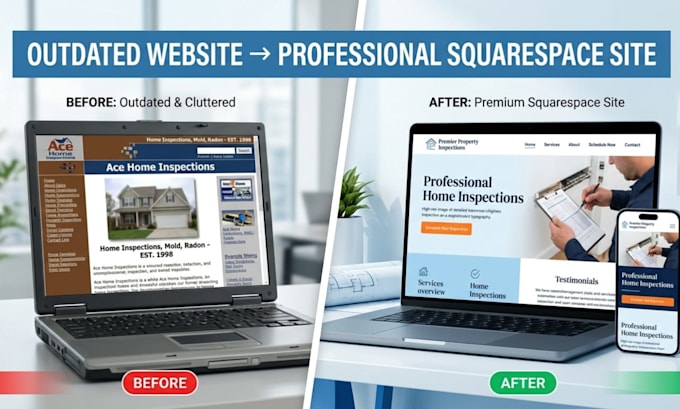 build squarespace home inspector website, property inspection website, surveyor
