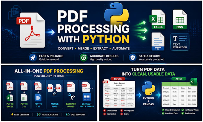 convert merge extract PDF data using python