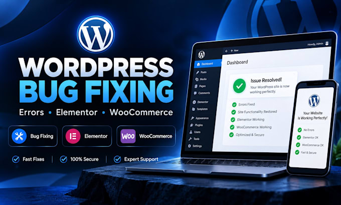 fix wordpress errors, bugs, elementor and woocommerce issues
