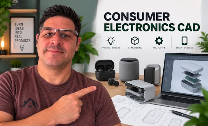 design consumer electronics cad, smart device enclosure, 3d product prototype