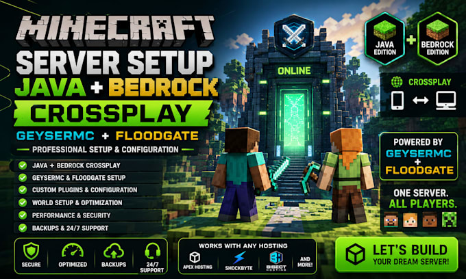 minecraft server setup java bedrock crossplay geysermc floodgate hosting pro