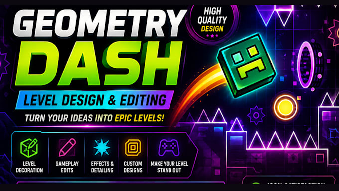create geometry dash, geometry dash edits, decorations, and game graphics