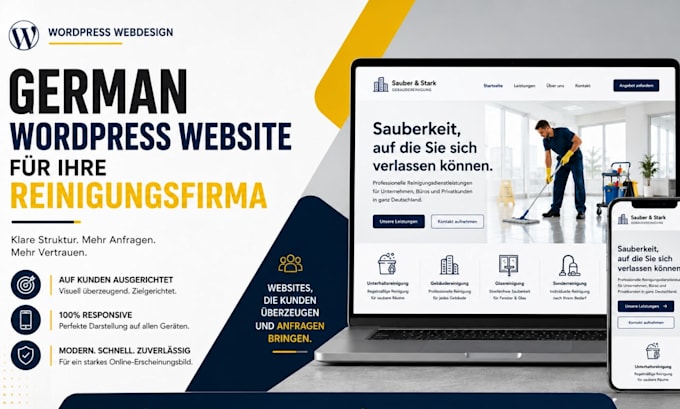 design a german wordpress website for your cleaning company