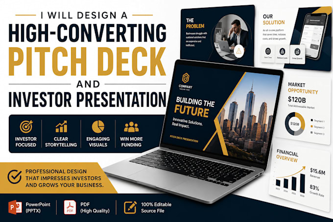 design high converting pitch desk and investor presentation