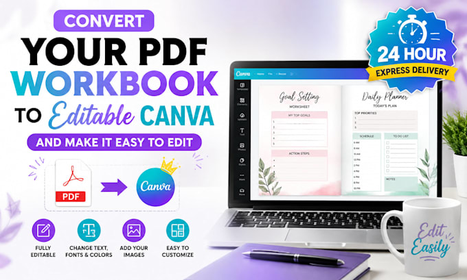 convert your workbook to editable canva and make it easy to edit