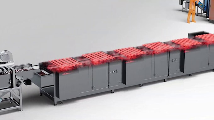 create 3d industrial machinery production line factory and manufacturing process