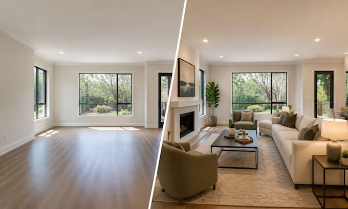 create realistic real estate virtual staging and interior design edits