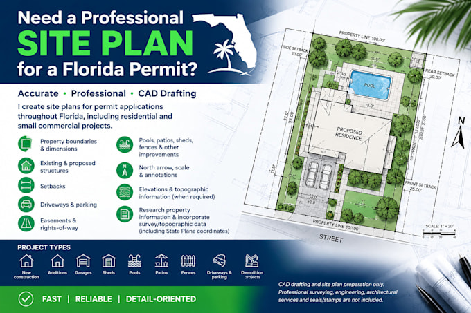 create a florida site plan for building permit approval