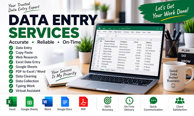 do accurate data entry, copy paste, web research and excel work