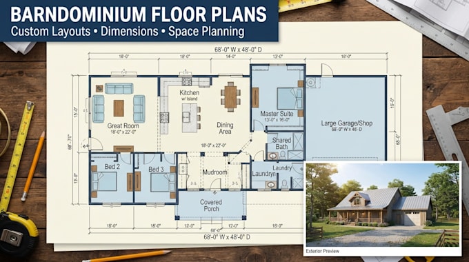 create professional barndominium floor plans and home layouts