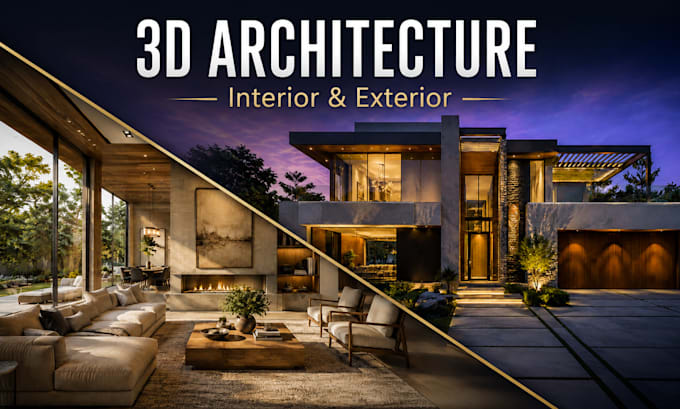 create hyper realistic 3d architectural visualization interior and exterior