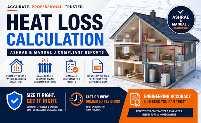 heat loss calculation report, hvac manual j load calculation, boiler sizing