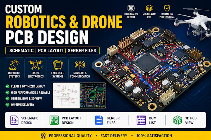 design custom robotics and drone pcb with schematic and pcb layout