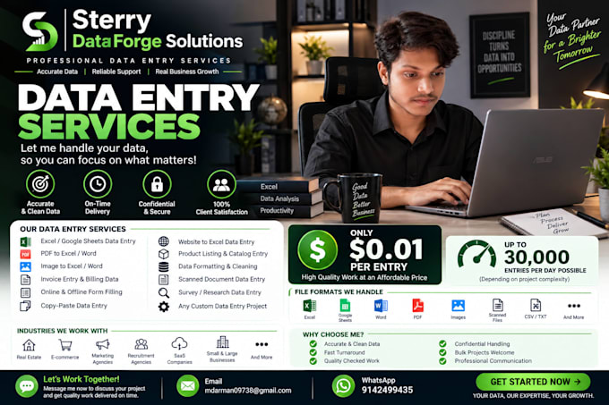 do accurate data entry, form filling and invoice data entry