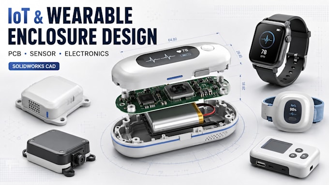 do iot wearable pcb enclosure sensor electronics medical wearable in solidworks