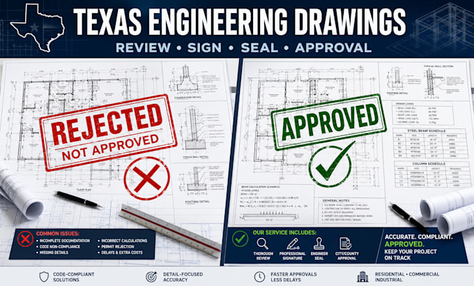 seal, sign and stamp your texas engineering drawings for approval