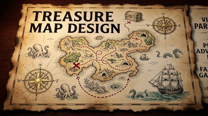 do custom treasure map vintage map parchment and pirate map