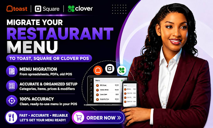 migrate your restaurant menu to toast, square or clover pos