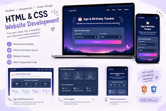 create a responsive HTML CSS website