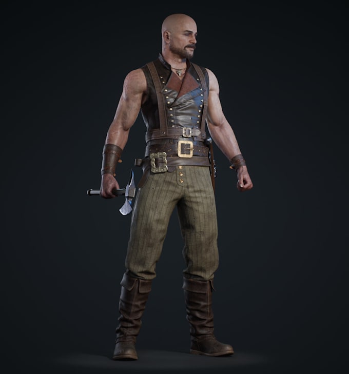 do 3d game character, 3d character modeling, 3d sculpting and low poly 3d model
